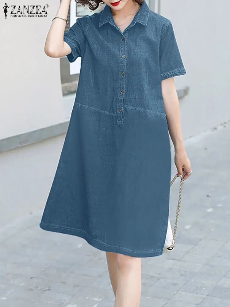 Women Summer Shirt Vestido ZANZEA Fashion Short Sleeve Denim Bluse Dress Casual Loose Lapel Neck Solid Work Sundress Oversize
Women Summer Shirt Vestido ZANZEA Fashion Short Sleeve Denim Bluse Dress Casual Loose Lapel Neck Solid Work Sundress Oversize