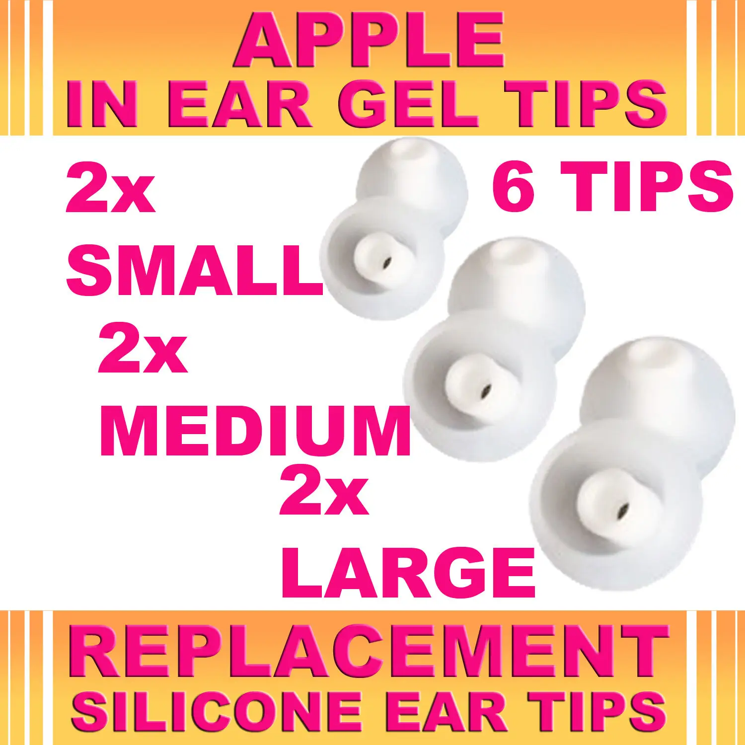 6 Silicone Replacement S M L Gel Tips for Apple In Ear Buds Earphone Headphone
6 Silicone Replacement S M L Gel Tips for Apple In Ear Buds Earphone Headphone
