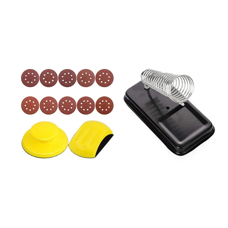 62Pcs 5Inch Sandpaper With Round And Mouse-Shaped Hand Sanding Blocks & 1 Pcs Metal Square Electric Soldering Iron Stand
62Pcs 5Inch Sandpaper With Round And Mouse-Shaped Hand Sanding Blocks & 1 Pcs Metal Square Electric Soldering Iron Stand