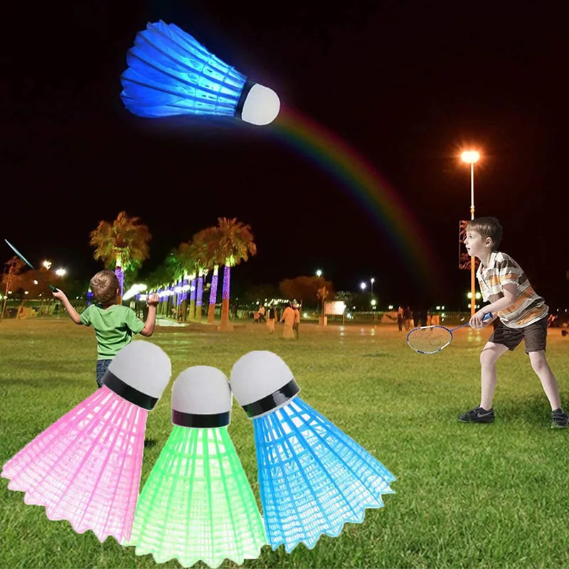 

4 Pcs Badminton Dark Night LED Glowing Light Up Shuttlecock Lighting Balls for Indoor Outdoor Sports Badminton Beautiful