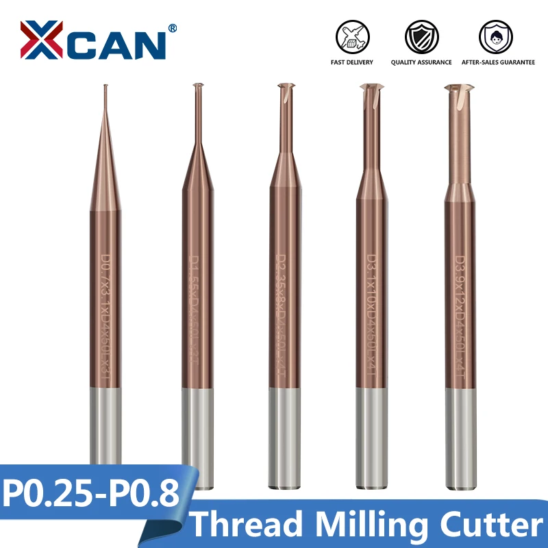 XCAN Thread Mill 4mm Shank Pitch 0.25-0.8mm Milling Cutter TiCN Coated Carbide End Mill CNC Router Bit Metal Milling Tool
XCAN Thread Mill 4mm Shank Pitch 0.25-0.8mm Milling Cutter TiCN Coated Carbide End Mill CNC Router Bit Metal Milling Tool