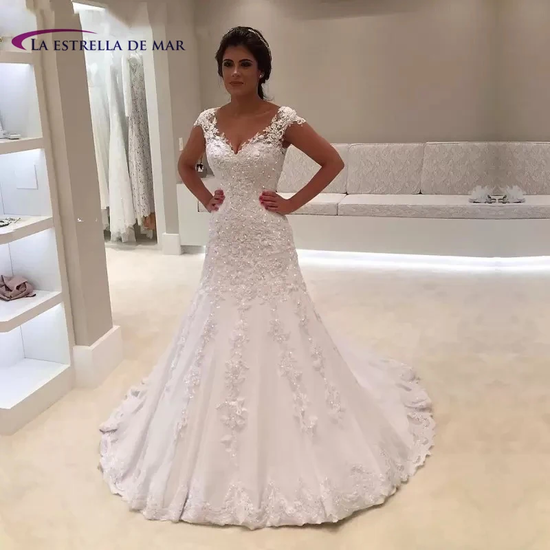 Wedding Dresses for Women Bride Lace Appliqués Beaded Cap SleevesA Line Vestido Novia Elegantes Para Mujer Robe De Mariée
Wedding Dresses for Women Bride Lace Appliqués Beaded Cap SleevesA Line Vestido Novia Elegantes Para Mujer Robe De Mariée