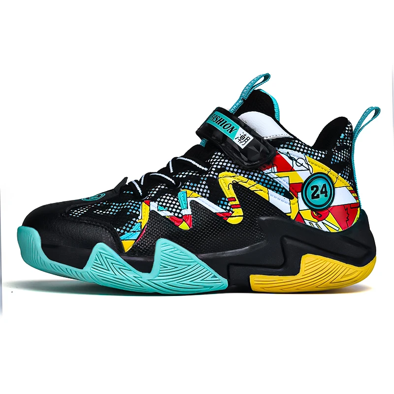 Детские баскетбольные туфли, дышащие амортизирующие легкие кроссовки для мальчиков, на толстой нескользящей подошве, со шлейфом 
Детские баскетбольные туфли, дышащие амортизирующие легкие кроссовки для мальчиков, на толстой нескользящей подошве, со шлейфом
