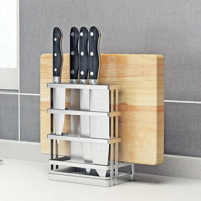 304 Stainless Steel Kitchen Sink Stand Knives Holder with Chopping Board Storage Rack Accessories Organizer Container Shelf
304 Stainless Steel Kitchen Sink Stand Knives Holder with Chopping Board Storage Rack Accessories Organizer Container Shelf