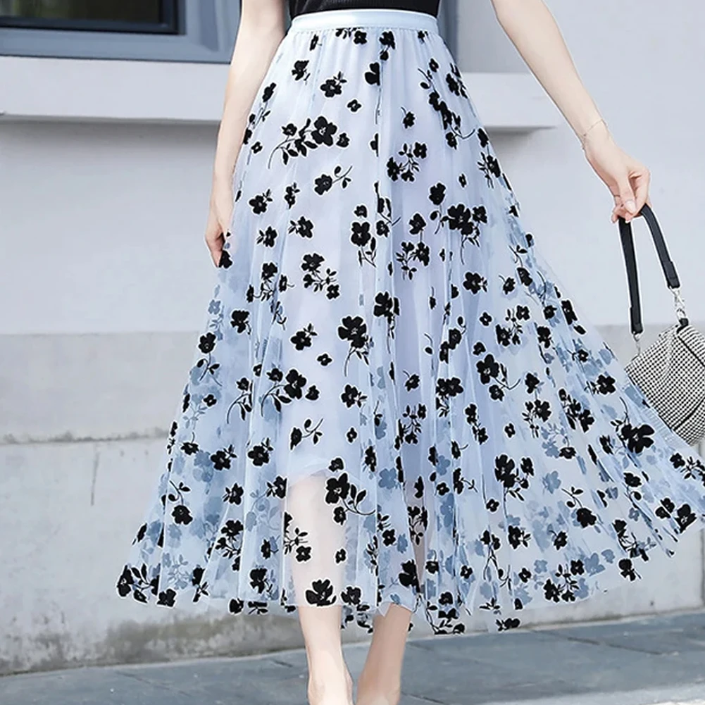 Women Ruffle Mesh Long Skirt High Waist Tulle Sheer Maxi Skirt A-Line Layered Flower Double Layered Female Half Length Skirt
Women Ruffle Mesh Long Skirt High Waist Tulle Sheer Maxi Skirt A-Line Layered Flower Double Layered Female Half Length Skirt