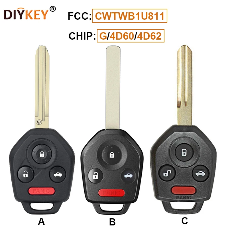 

DIYKEY FCC:CWTWB1U811 315MHz G/4D60/4D62 Chip 4 Button Remote Key Fob for Subaru Outback Legacy Forester Impreza Tribeca