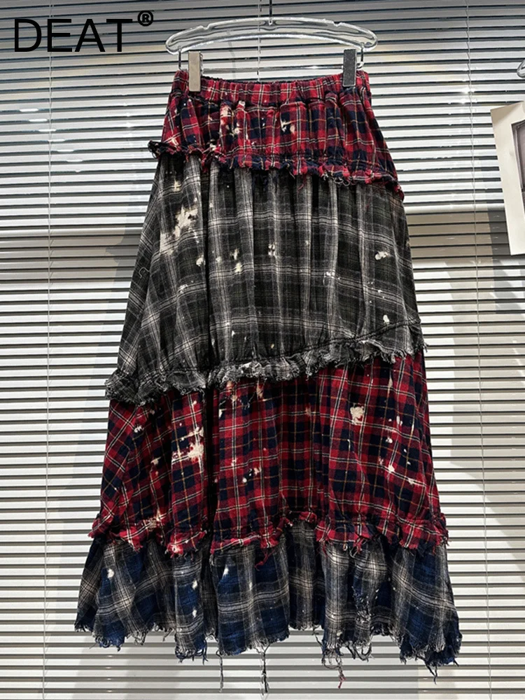 Trend Plaid Design Patchwork Vintage Skirt Women's Elastic Waist Hem Irregular Burrs Skirts Female 2023 Spring New 11XX1622
Trend Plaid Design Patchwork Vintage Skirt Women's Elastic Waist Hem Irregular Burrs Skirts Female 2023 Spring New 11XX1622