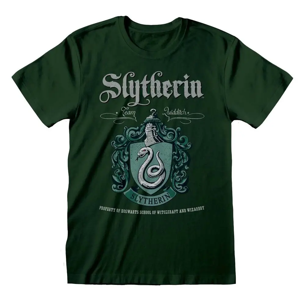 Футболка Slytherin Crest Movie новая зеленая футболка высокого качества из 100% хлопка с