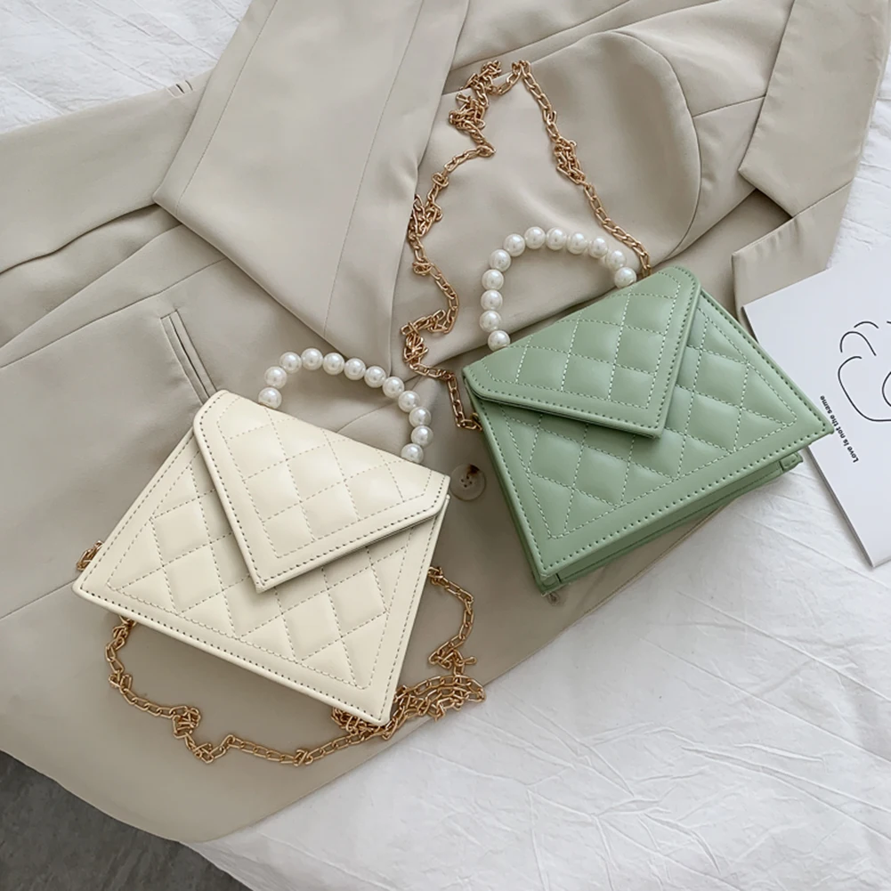 PU Leather Lattice Pattern Fashion Female Crossbody Bags Pearl Chain Handbags Women Shoulder Bags Solid Color Messenger Bags
PU Leather Lattice Pattern Fashion Female Crossbody Bags Pearl Chain Handbags Women Shoulder Bags Solid Color Messenger Bags