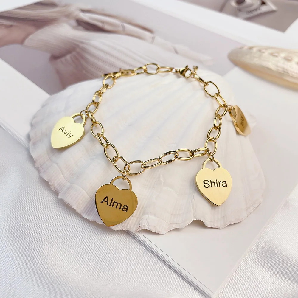 Custom Name Bracelet With Heart Engraved Nameplate Pendant Personalized Stainless Steel Link Chain Women Jewelry Best Gift
Custom Name Bracelet With Heart Engraved Nameplate Pendant Personalized Stainless Steel Link Chain Women Jewelry Best Gift