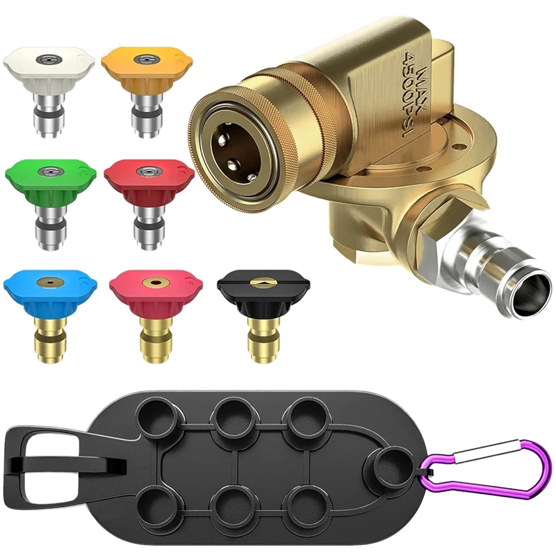 HOT-Pressure Washer Pivoting Coupler,9Pcs Pressure Washer Tips Set With A Connecting Pivoting Coupler, Nozzle,Holder,1/4Plug
HOT-Pressure Washer Pivoting Coupler,9Pcs Pressure Washer Tips Set With A Connecting Pivoting Coupler, Nozzle,Holder,1/4Plug
