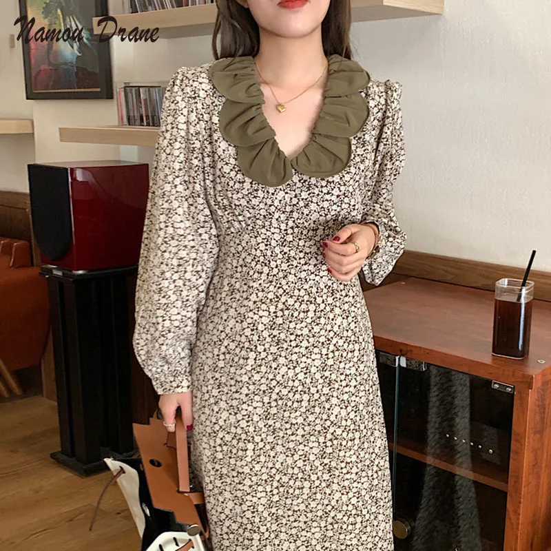 2022 Elegant Temperament Petal Collar Vintage Dress Women High Waist Puff Sleeve Vestido De Mujer Mid-length Floral Dresses
2022 Elegant Temperament Petal Collar Vintage Dress Women High Waist Puff Sleeve Vestido De Mujer Mid-length Floral Dresses