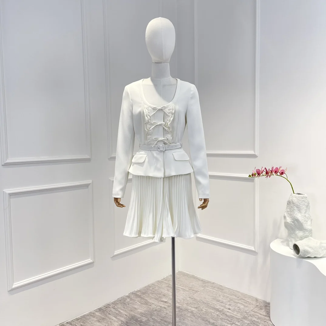 Top Quality 2022 Autumn New White Bow Front Vintage Full Sleeve Pleated Hem Elegant Mini Dress with Belt for Women
Top Quality 2022 Autumn New White Bow Front Vintage Full Sleeve Pleated Hem Elegant Mini Dress with Belt for Women