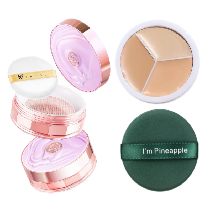FV Loose Powder Set with Puff and 3 colors Foundation Waterproof Matte Setting Face Makeup Oil-control Professional Cosmetics
FV Loose Powder Set with Puff and 3 colors Foundation Waterproof Matte Setting Face Makeup Oil-control Professional Cosmetics