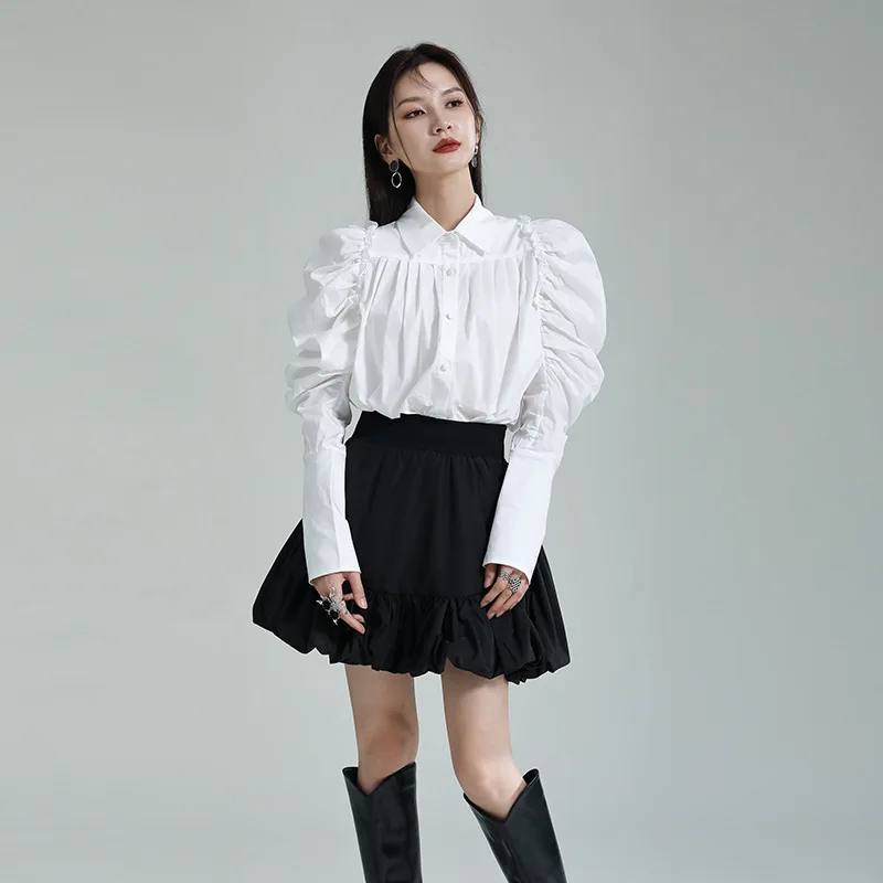 Women Puff Long Sleeve Pleated Black White Shirt 2023 Japan Streetwear Hip Hop Gothic Casual Loose Tops Blouse Female 3923
Women Puff Long Sleeve Pleated Black White Shirt 2023 Japan Streetwear Hip Hop Gothic Casual Loose Tops Blouse Female 3923