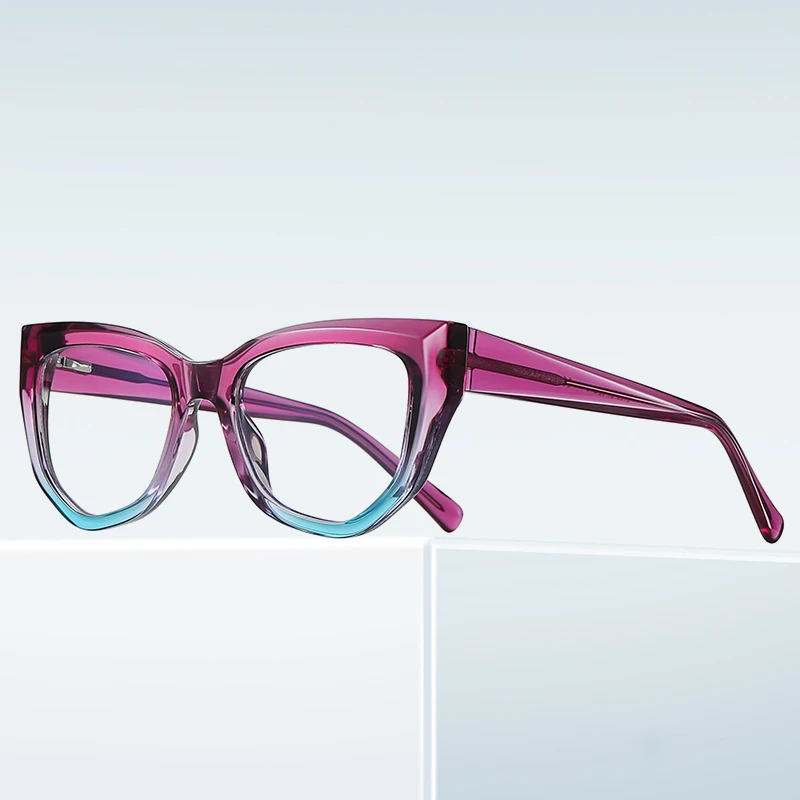 

BANMAR Cat Eye Optical Fashion Women's Anti-blue Light Glasses Transparent Lenses TR Spring New Gradual Color Thick Frame