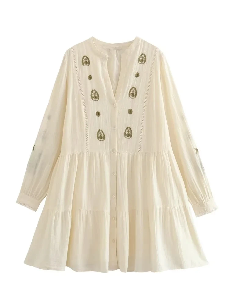 TRAF 2023 Summer New Women's Embroidered Mini Skirt Ruffle Skirt Loose Long Sleeve Casual Dress
TRAF 2023 Summer New Women's Embroidered Mini Skirt Ruffle Skirt Loose Long Sleeve Casual Dress