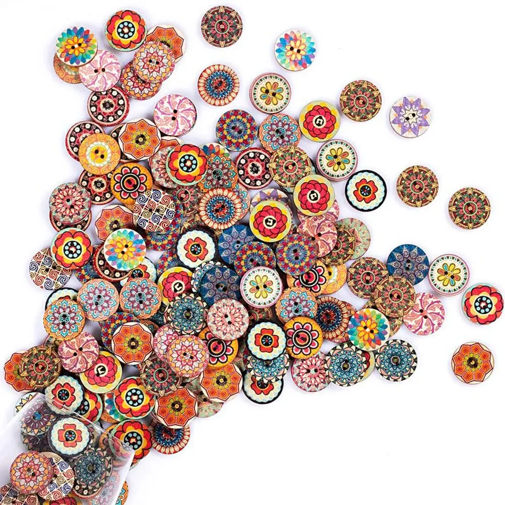 100Pcs Wooden Buttons with Floral Patterns 2 Holes Retro Buttons for Crafts Sewing DIY Handmade
100Pcs Wooden Buttons with Floral Patterns 2 Holes Retro Buttons for Crafts Sewing DIY Handmade