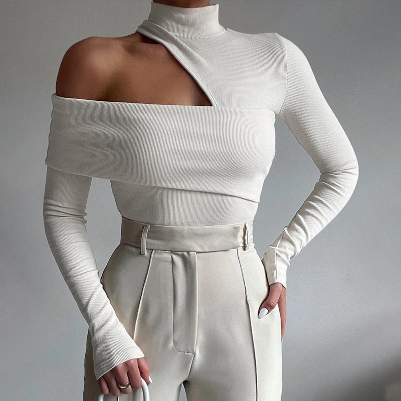 PASSIONNÉ Women's T-shirt Halter Off-shoulder Long Sleeve Slim Knitted Tops Female Autumn 2023 Casual Fashion New
PASSIONNÉ Women's T-shirt Halter Off-shoulder Long Sleeve Slim Knitted Tops Female Autumn 2023 Casual Fashion New