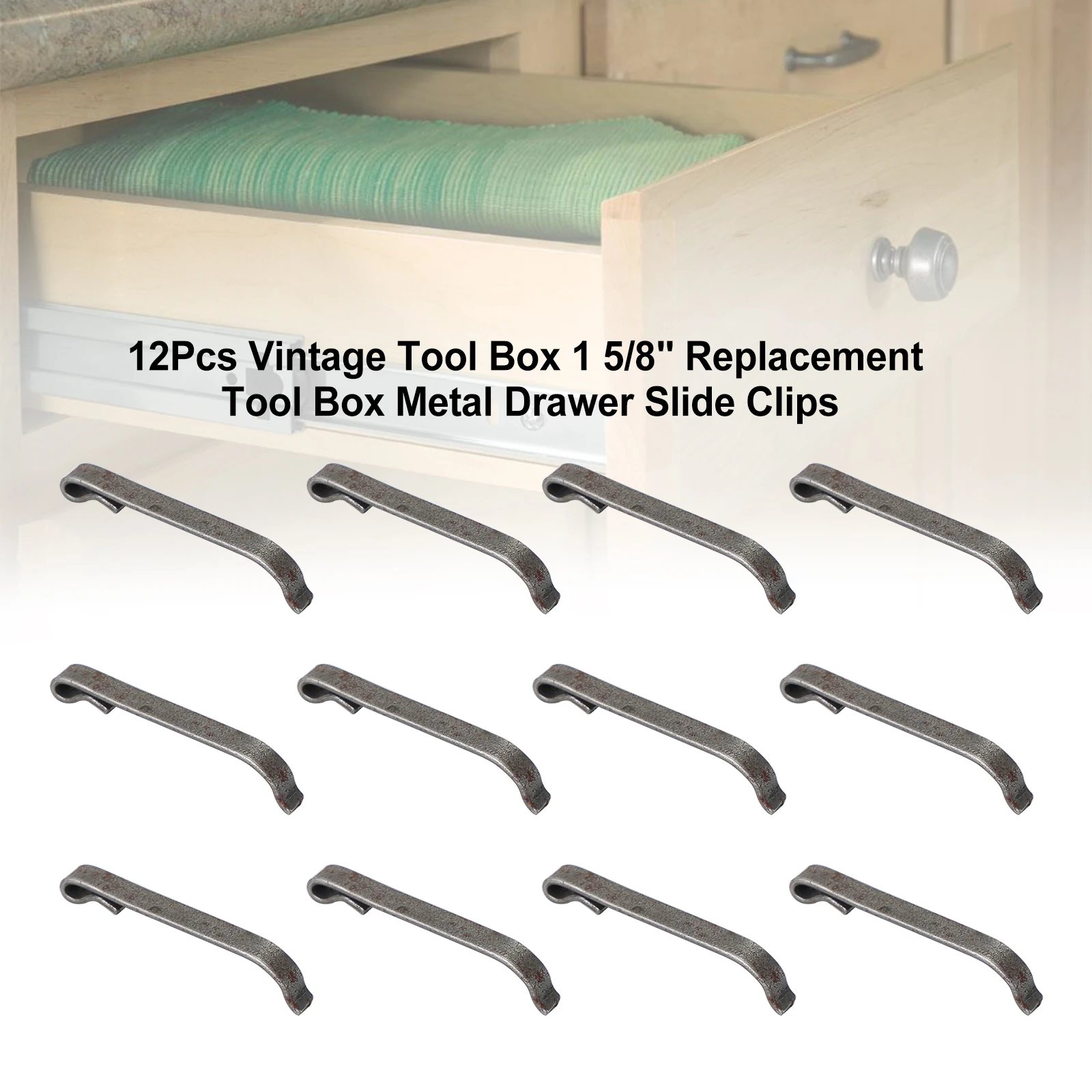 Areyourshop 12Pcs Vintage Tool Box 1 5/8" Replacement Tool Box Metal Drawer Slide Clips
Areyourshop 12Pcs Vintage Tool Box 1 5/8" Replacement Tool Box Metal Drawer Slide Clips
