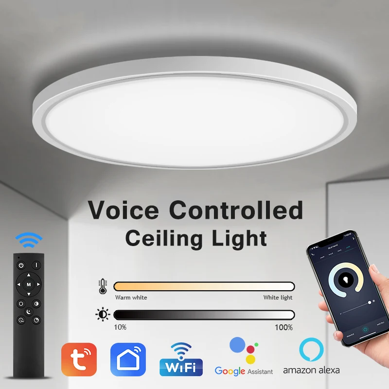 

Smart LED Ceiling Lamp 36W Tuya Remote/Phone App Voice Alexa/Google Control Ultrathin Large Bedroom Ceiling Light Living Room