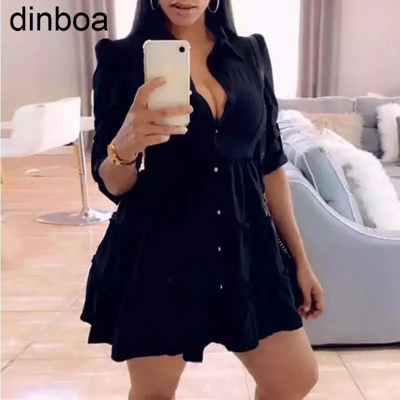 2022solid Ruffles Shirt Dress Women Streetwear Half Sleeve Buttons Up High Waist Mini Dress Summer Chic and Elegant Woman Dress
2022solid Ruffles Shirt Dress Women Streetwear Half Sleeve Buttons Up High Waist Mini Dress Summer Chic and Elegant Woman Dress