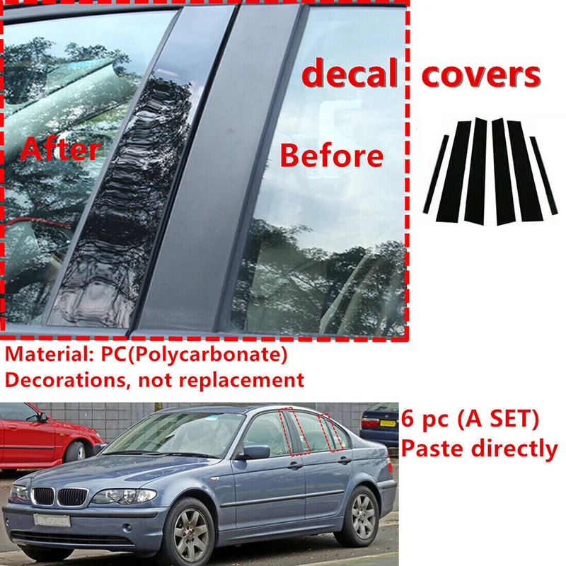 

Car Window Pillar Posts Trim B C Column Cover Sticker Decal for BMW 3 Series E46 4-door Sedan/saloon 1998 1999 2000 2001-2005