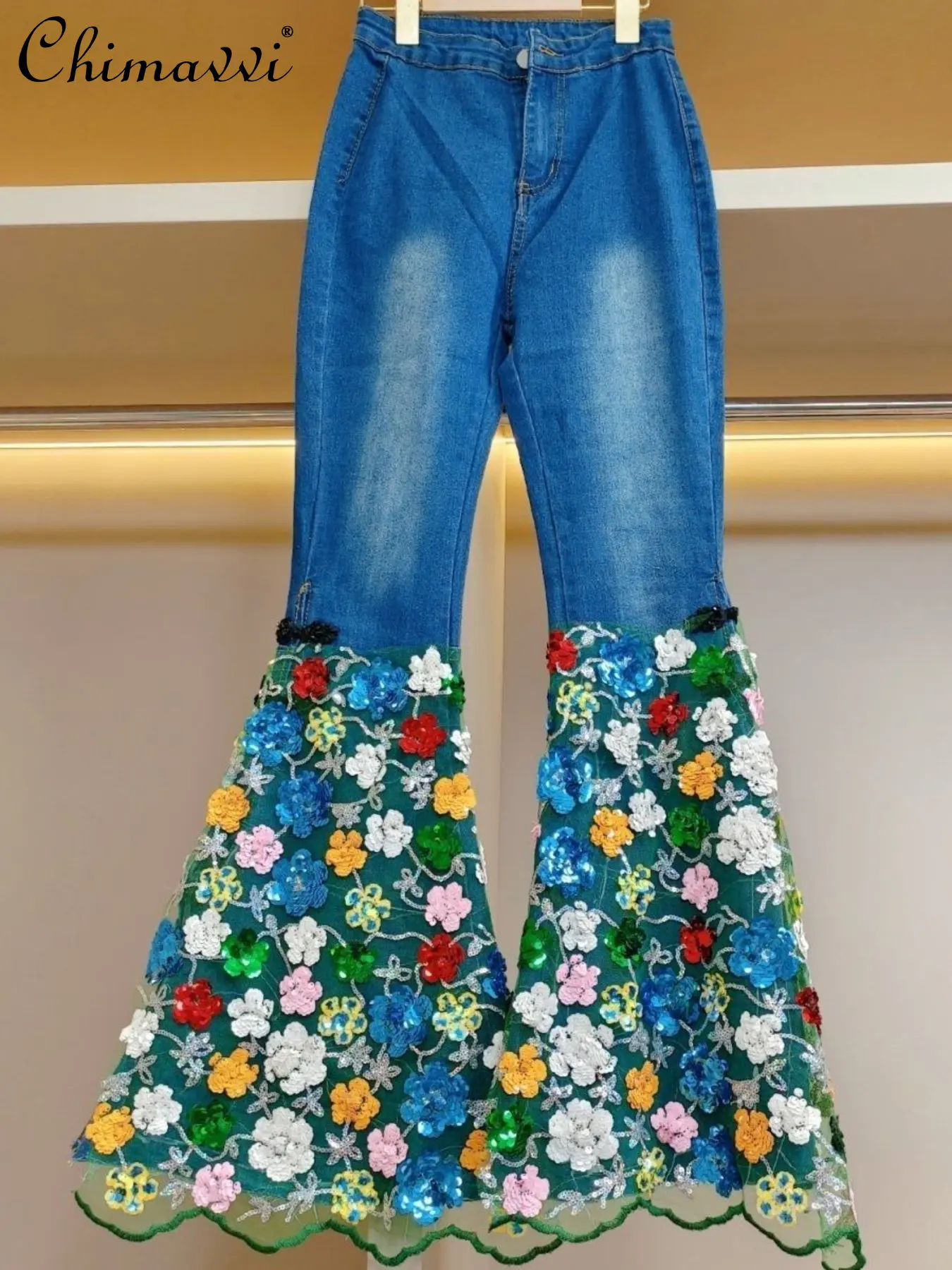 European Station Fashion Jeans 2023 Spring Autumn Sequined Flower Flared Jeans Women's High Waist Slim-fit Denim Bootcut Pants
European Station Fashion Jeans 2023 Spring Autumn Sequined Flower Flared Jeans Women's High Waist Slim-fit Denim Bootcut Pants