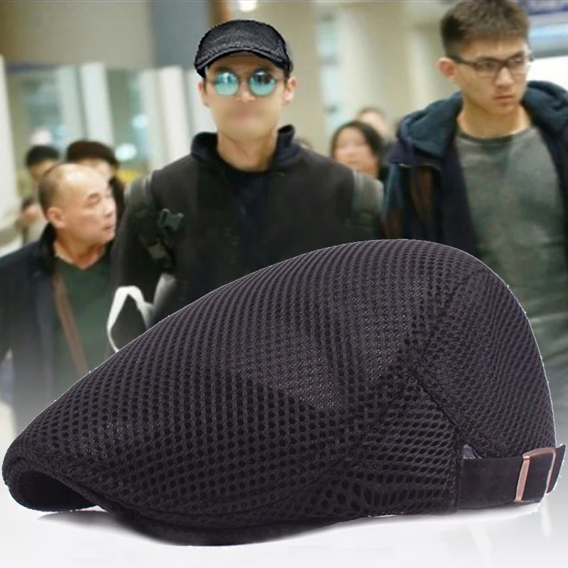 New Summer Mens Hats Breathable Mesh Newsboy Caps Outdoor Gorro Hombre Boina Golf Hat Beret Fashion Solid Flat Cap for Men 
New Summer Mens Hats Breathable Mesh Newsboy Caps Outdoor Gorro Hombre Boina Golf Hat Beret Fashion Solid Flat Cap for Men