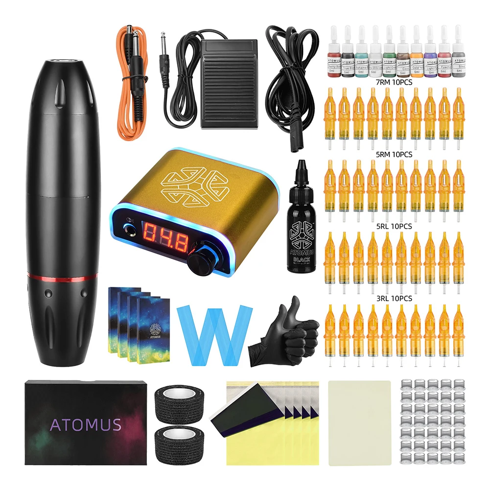 Professional Tattoo Kits Rotary Tattoo Pen Machine Guns Permanent Makeup Machine Color Inks Power Supply Cartridge Needles
Professional Tattoo Kits Rotary Tattoo Pen Machine Guns Permanent Makeup Machine Color Inks Power Supply Cartridge Needles