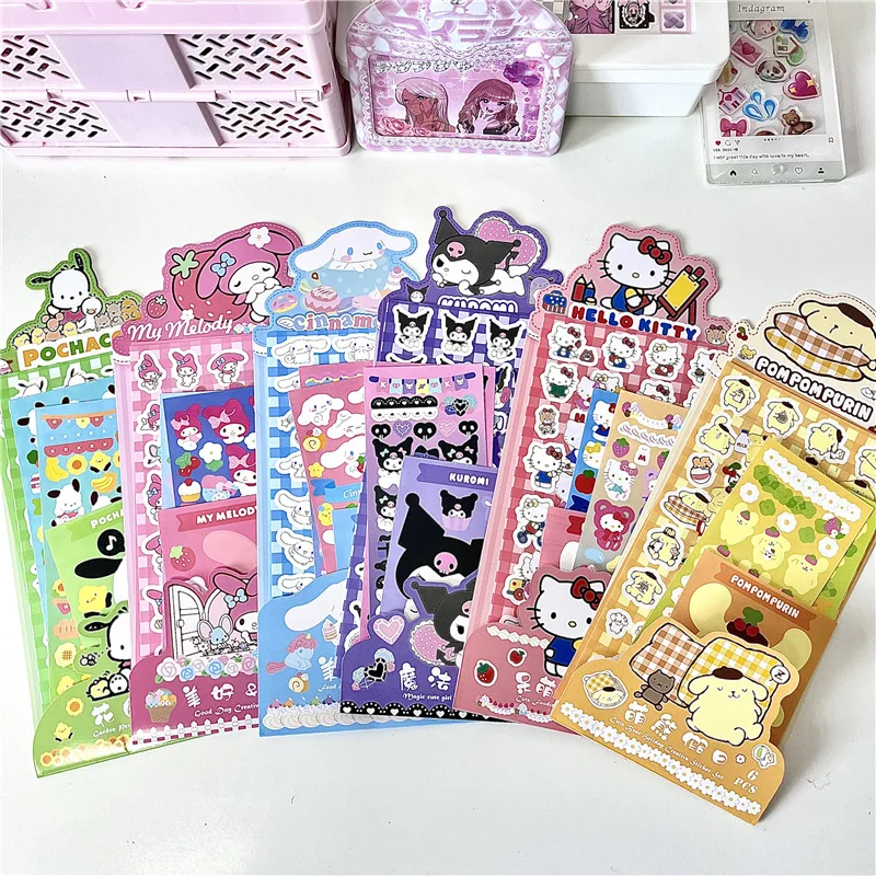 Sanrio HelloKitty Kuromi Mymelody Cartoon Kawaii Anime Paper Sticker Set Diy Handbook Goo Card Decoration Material Stickers 
Sanrio HelloKitty Kuromi Mymelody Cartoon Kawaii Anime Paper Sticker Set Diy Handbook Goo Card Decoration Material Stickers