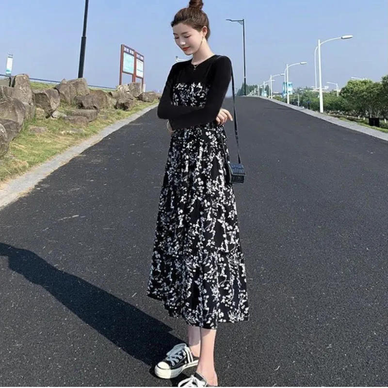 Hot Selling Fashion Print Dress Women Spring Summer New Fake Two-Piece Dresses Chic Mid-Length Stitching Floral Vestidos Female
Hot Selling Fashion Print Dress Women Spring Summer New Fake Two-Piece Dresses Chic Mid-Length Stitching Floral Vestidos Female
