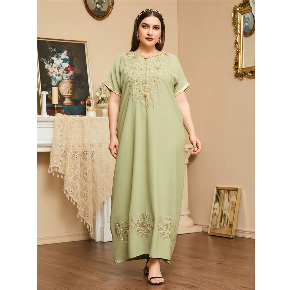 Kaftan Summer Women Short Sleeve Embroidery Loose Maxi Dress Muslim Abaya Dubai Turkey Caftan Islamic Jalabiya Robe Gown Vestido
Kaftan Summer Women Short Sleeve Embroidery Loose Maxi Dress Muslim Abaya Dubai Turkey Caftan Islamic Jalabiya Robe Gown Vestido