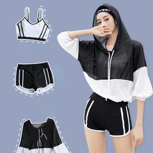 Athletics Swimwear Ladies Swimsuit Women Split 3 Piece Suit 2023 New Conservative Slim Cover Belly Korean Hot Spring Swim Suit