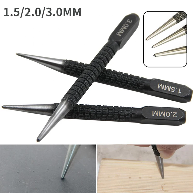 3 pcs Center Pin Punch Set 3/32" High-carbon Steel Non-Slip Center Punch For Alloy Steel Metal Wood Drilling Tool For Metal Wood
3 pcs Center Pin Punch Set 3/32" High-carbon Steel Non-Slip Center Punch For Alloy Steel Metal Wood Drilling Tool For Metal Wood