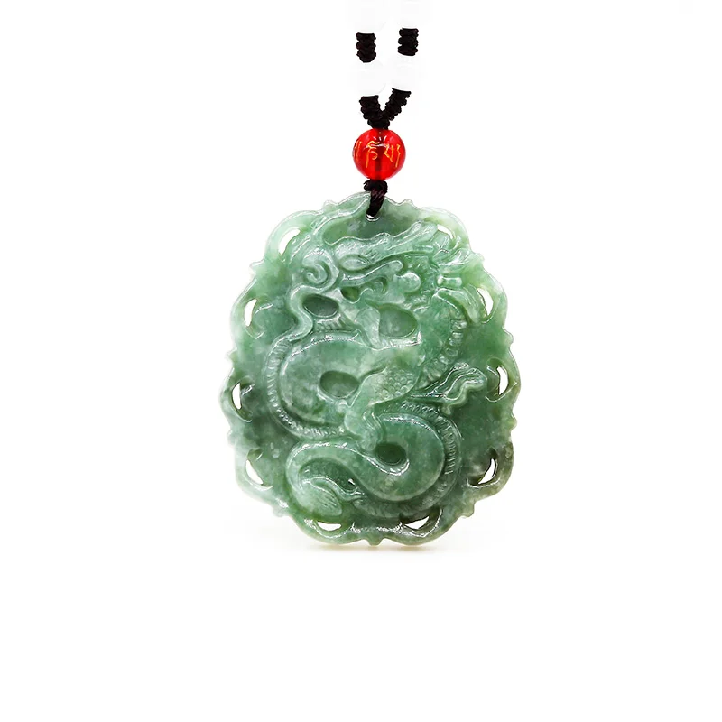 

Талисманы с подвеской в виде бирманского дракона, винтажные зеленые ожерелья с драгоценным камнем, подарок, дизайнерские натуральные драгоценные камни из нефрита, резные ювелирные изделия