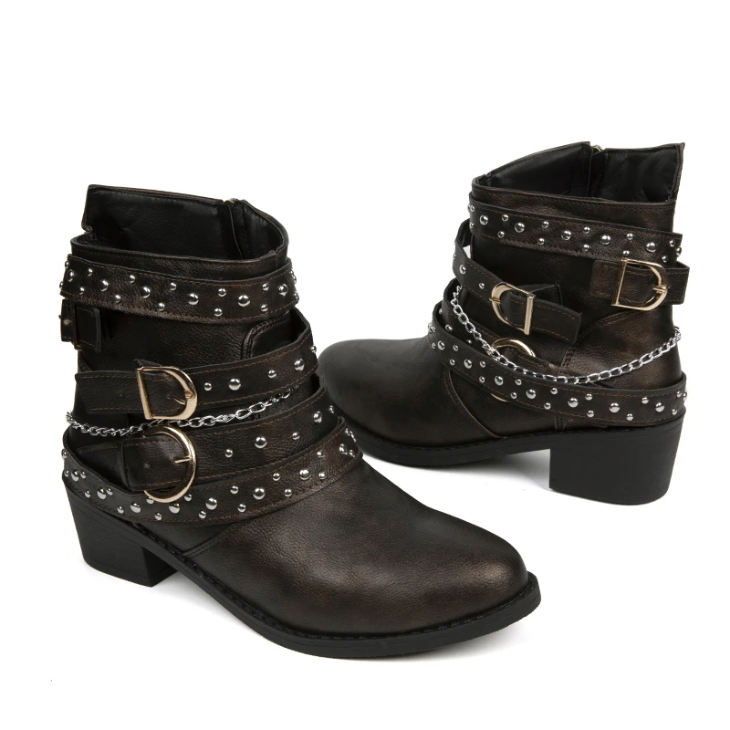 Boots Women Winter 2022 Retro Punk Style PU Women Shoes Metal Buckle Zipper Boots Women Classic Black Brown Cowboy Ankle Boots
Boots Women Winter 2022 Retro Punk Style PU Women Shoes Metal Buckle Zipper Boots Women Classic Black Brown Cowboy Ankle Boots
