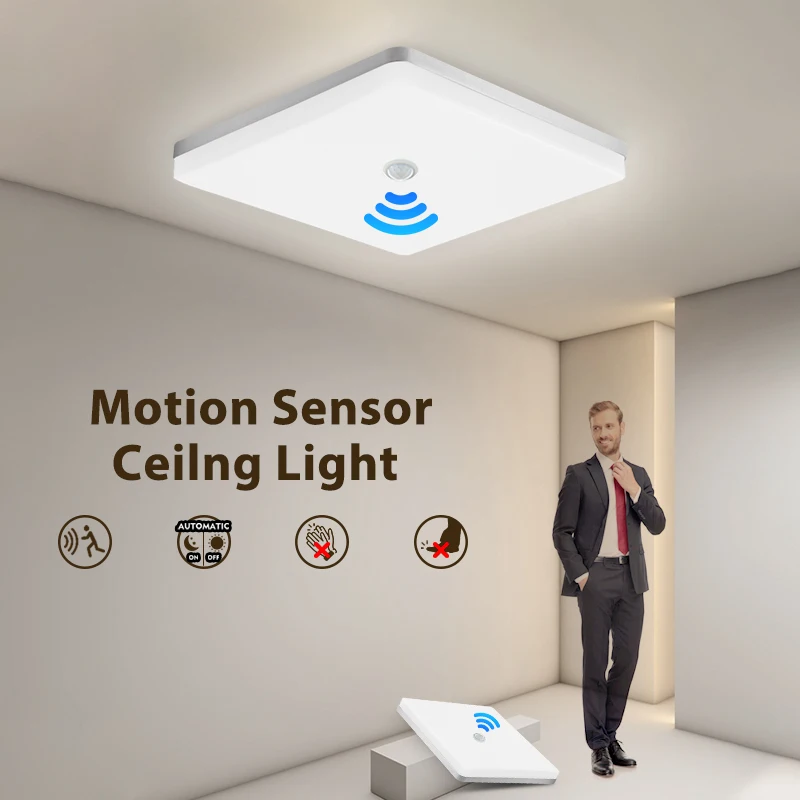 

Square Ceiling Lamps Motion Sensor Lights LED Modern Ceiling Lamps PIR 85-265v Home Balcony Corridor Smart Night Light Fixtures