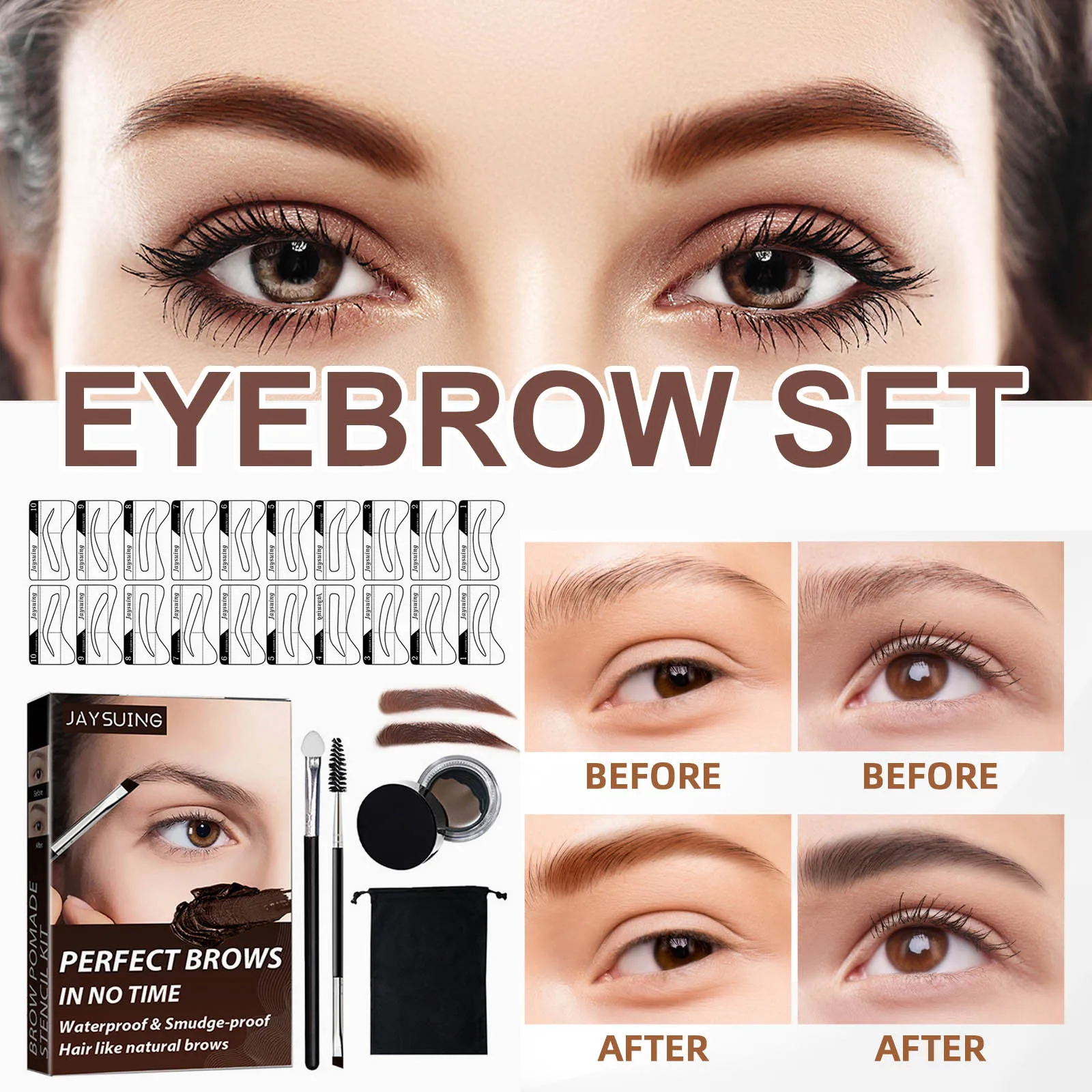 Face Eyebrow Tint Kit Waterproof Sweatproof Eyebrow Pomade Gel with Stencils Eye Brow Cream Enhancer Eye Brow Stamping Kit
Face Eyebrow Tint Kit Waterproof Sweatproof Eyebrow Pomade Gel with Stencils Eye Brow Cream Enhancer Eye Brow Stamping Kit