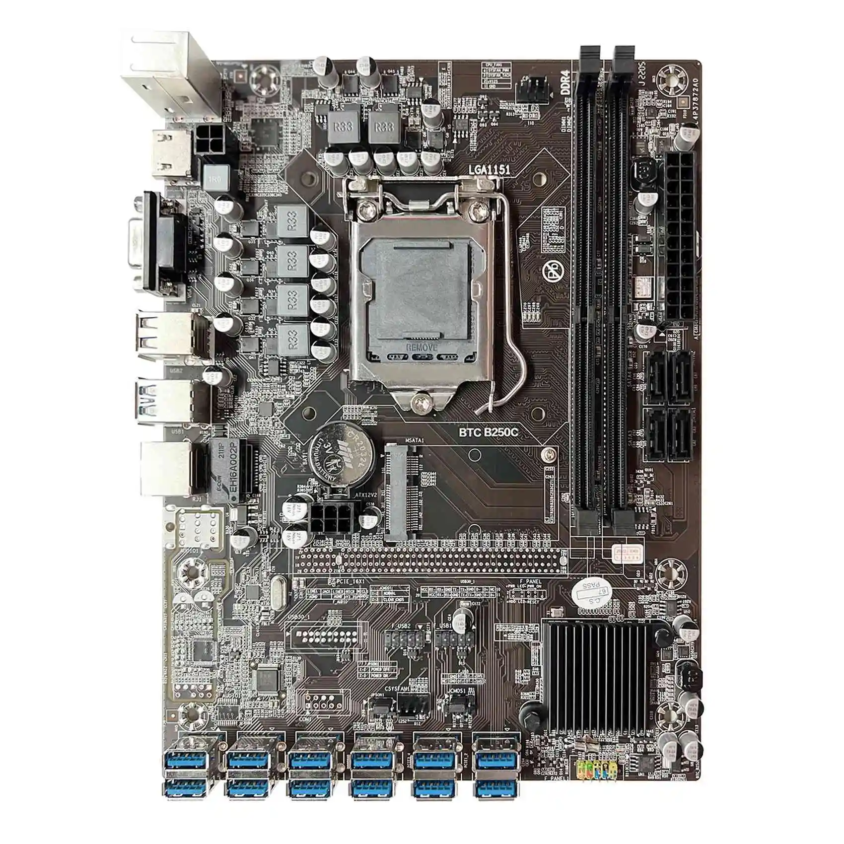 Материнская плата B250C для майнинга BTC, графический слот USB 3,0, 12xpcie, LGA1151 DDR4 MSATA SATA ETH, материнская плата для майнинга
Материнская плата B250C для майнинга BTC, графический слот USB 3,0, 12xpcie, LGA1151 DDR4 MSATA SATA ETH, материнская плата для майнинга
