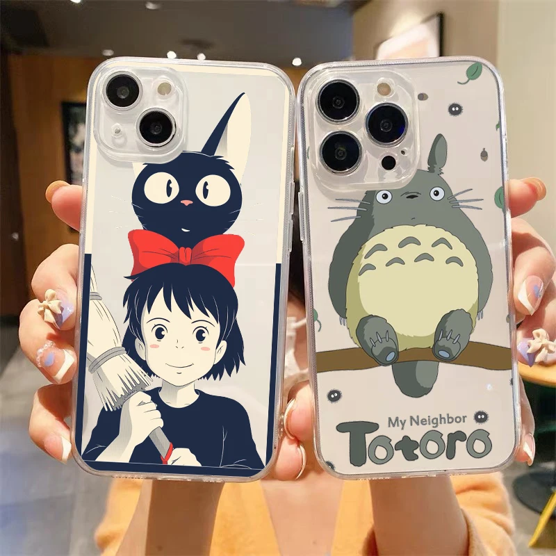 

Cute Totoro Spirited Away Anime Luxury Transparent Soft Phone Case For iPhone 14 13 12 11 Pro Max XS X XR SE3 7 8 Plus Cover