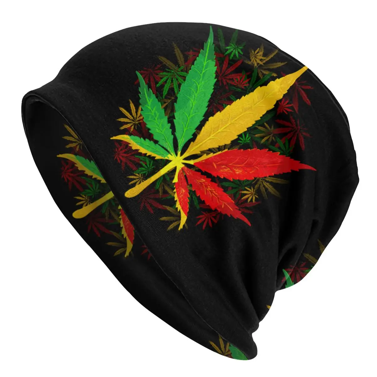 

Rasta Rastafarian Cannabis Bonnet Hats Weed Leaf Knitted Hat Vintage Skullies Beanies Hat Men's Adult Warm Thermal Elastic Caps