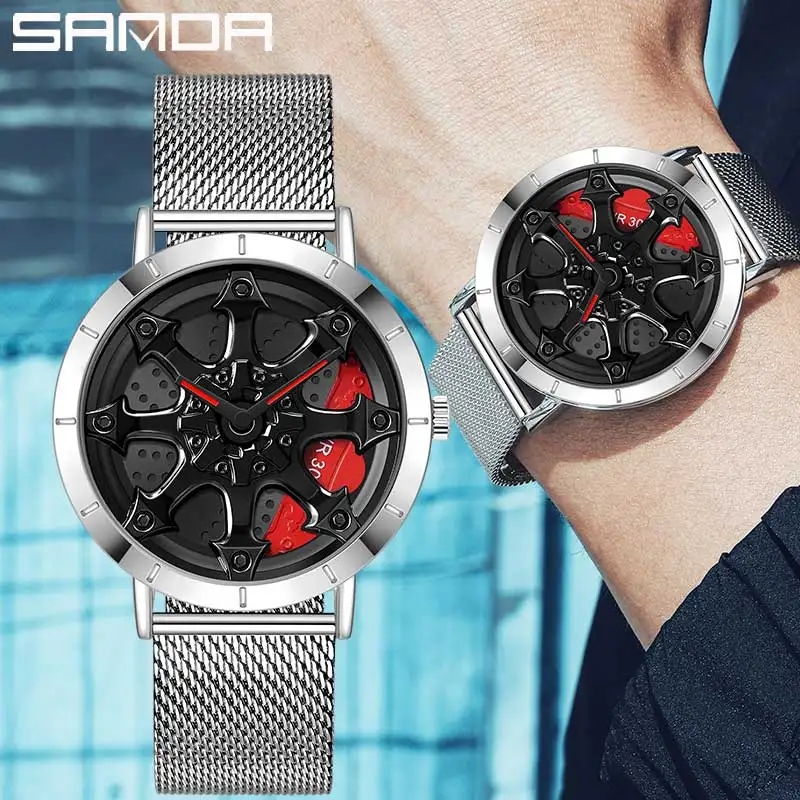 Fashion Mens Watches Luxury 360 Rotating Car Wheel Dial Quartz Watch Men Casual Mesh Steel Waterproof Sport Watch Relogio
Fashion Mens Watches Luxury 360 Rotating Car Wheel Dial Quartz Watch Men Casual Mesh Steel Waterproof Sport Watch Relogio