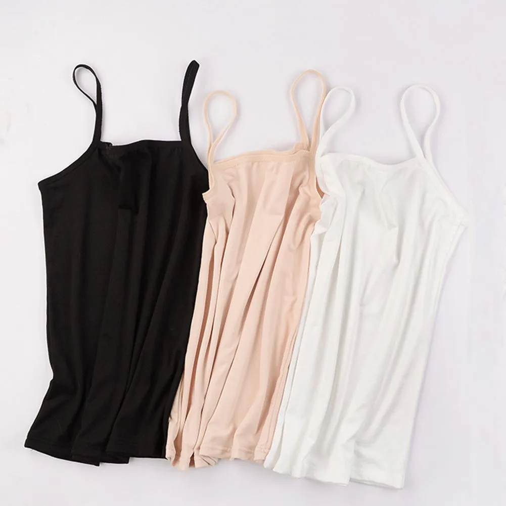 

Women's Broadcloth Plain Sleeveless Ladies Stretch Strappy Cami Camisole Vest Tank Top Camis Summer Solid Color Vests For Women