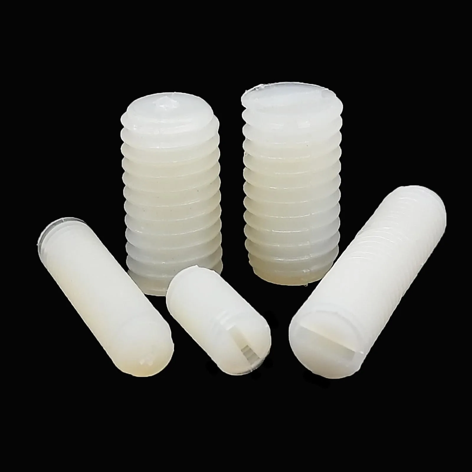 

10/50pcs M3 M4 M5 M6 M8 Metric Thread White Nylon Plastic Insulated Slotted Flat Point End No Head Headless Grub Bolt Set Screw