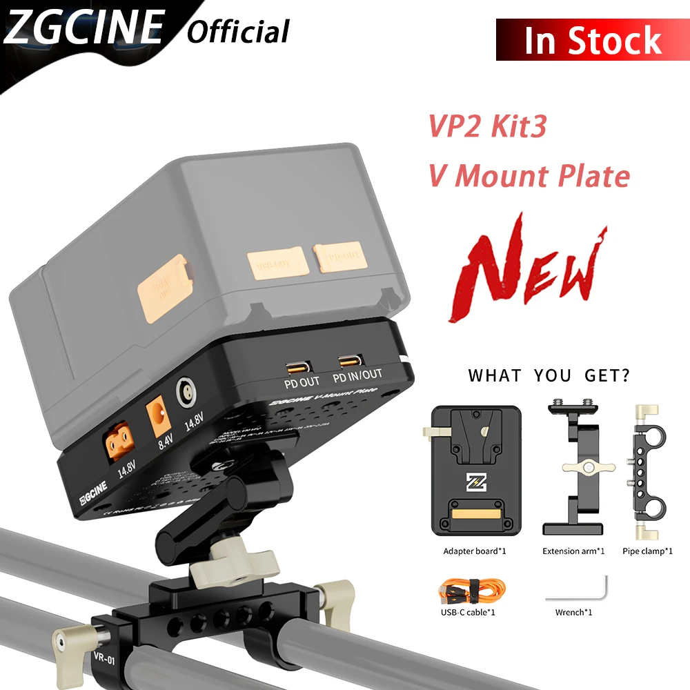 ZGCINE VP2 Kit3 V Mount Plate Multifunction PD 14.8V With 15MM Rod Clamp V Lock Battery Plate Adapter for DSLR Camera
ZGCINE VP2 Kit3 V Mount Plate Multifunction PD 14.8V With 15MM Rod Clamp V Lock Battery Plate Adapter for DSLR Camera