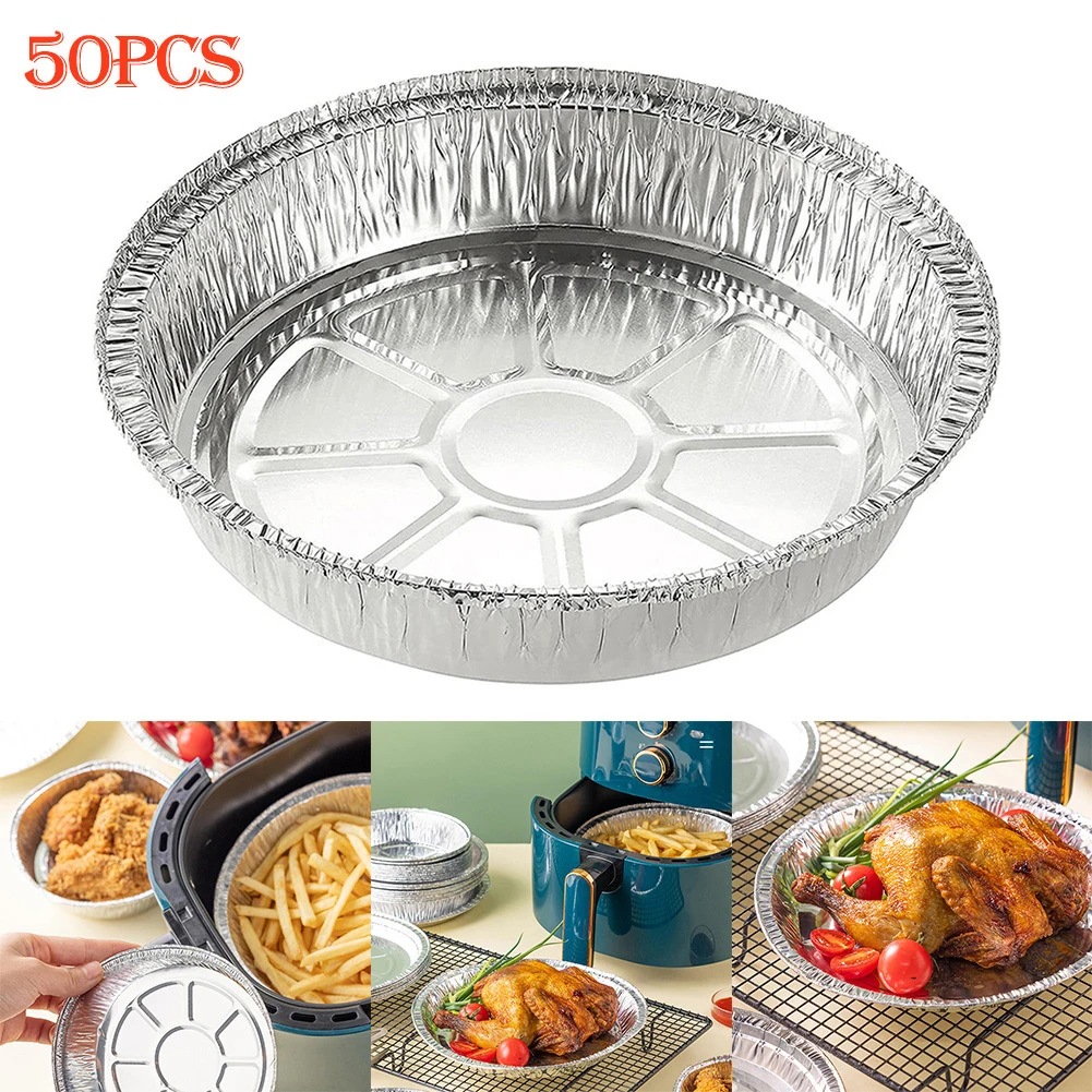 50pcs Round Aluminium Foil BBQ Food Tray Disposable Non-Stick Drip Pan Tray Foil Pans Liner Trays Camping Containers equipment
50pcs Round Aluminium Foil BBQ Food Tray Disposable Non-Stick Drip Pan Tray Foil Pans Liner Trays Camping Containers equipment