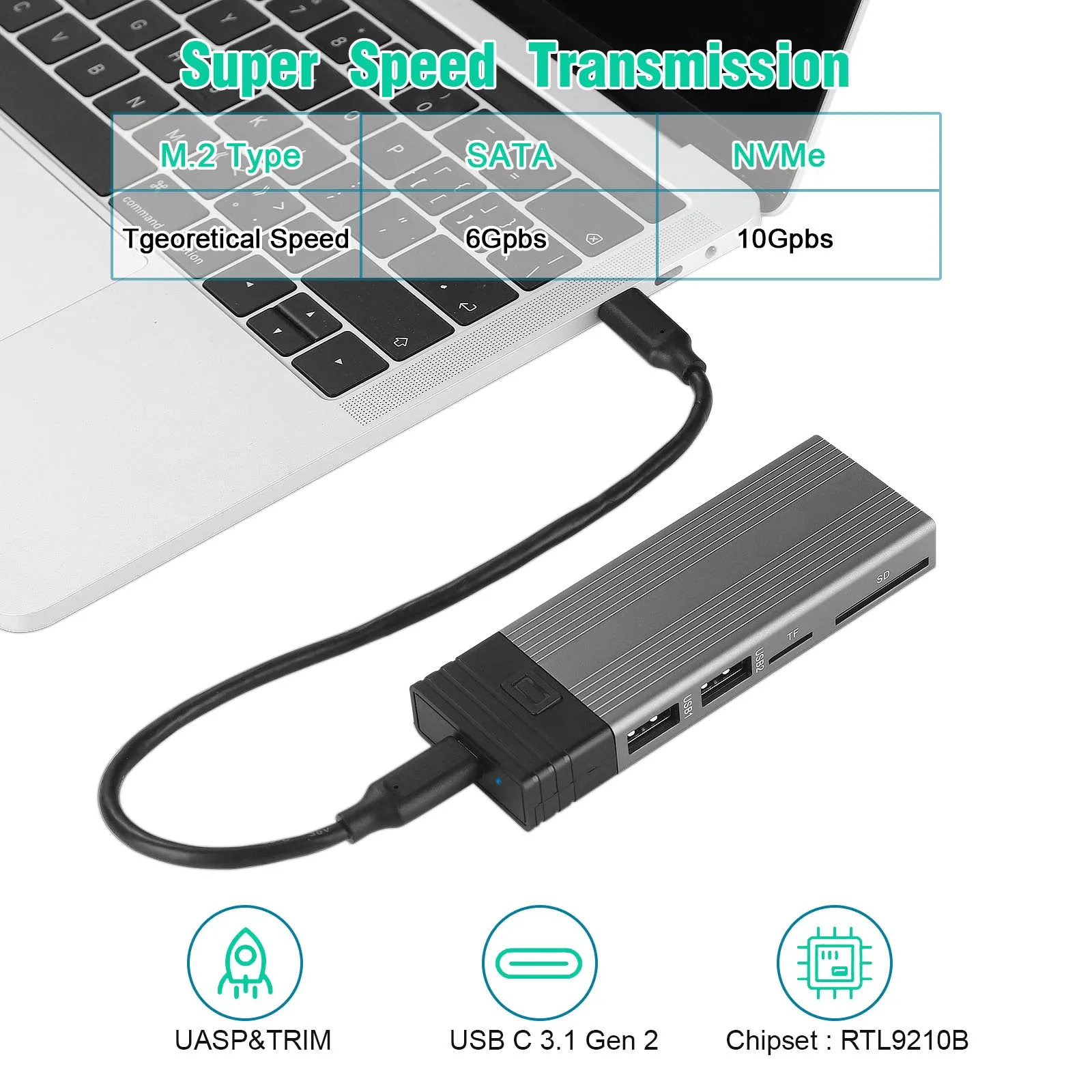 GUDGA M2 NVME NGFF SSD Case USB C HUB Type C 3.1 to SD TF USB2.0 Splitter Dock USB HUB for Desktop Laptop Adapter M.2 SATA Case
GUDGA M2 NVME NGFF SSD Case USB C HUB Type C 3.1 to SD TF USB2.0 Splitter Dock USB HUB for Desktop Laptop Adapter M.2 SATA Case