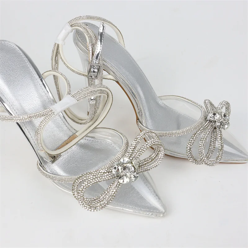 Spring Summer Women's Stilettos with PVC Uppers and Reinstones Bowknot sandals Shoes for Women
Spring Summer Women's Stilettos with PVC Uppers and Reinstones Bowknot sandals Shoes for Women