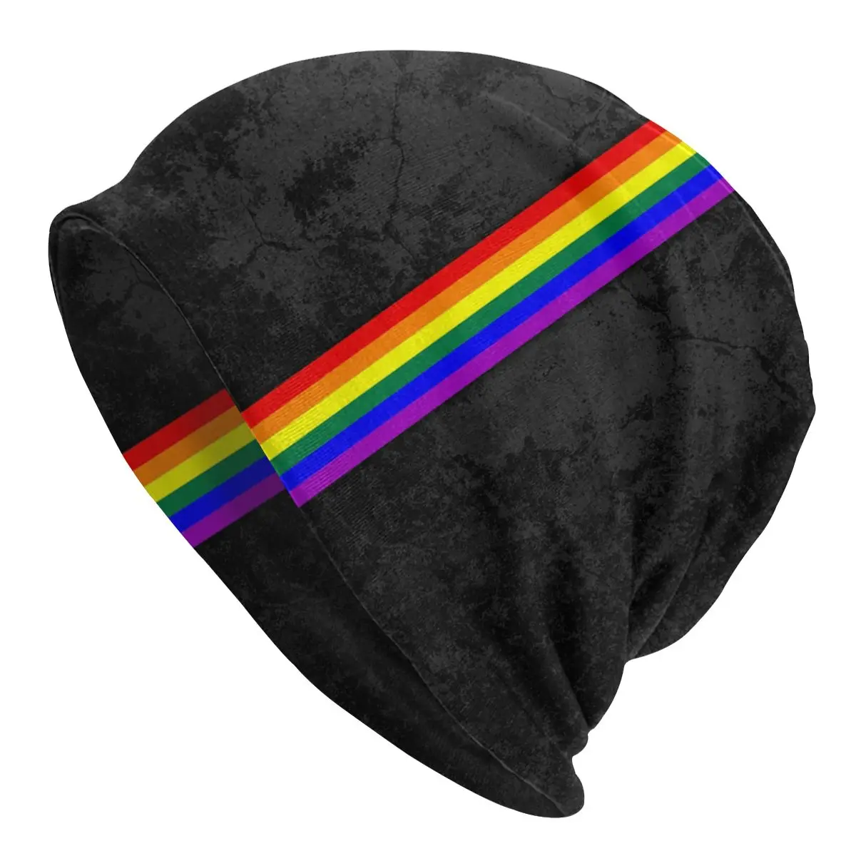 

Distressed LGBTQ Pride Flag Stripe Beanie Bonnet Knitting Hat Hip Hop Unisex LGBT Gay Lesbian Warm Winter Skullies Beanies Caps